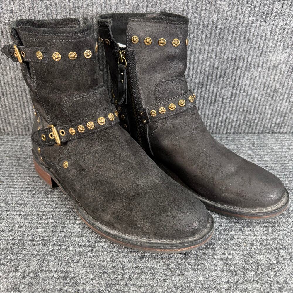 UGG Fabrizia 1003235 Womens 11 Black Suede Studded Moto Biker Boots